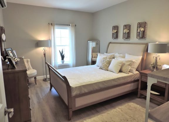 bedroom with a bed and a desk and a window at Lofts at 335, Stratford, CT, 06615