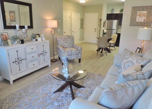 Model Living Room at Lofts at 335, Stratford