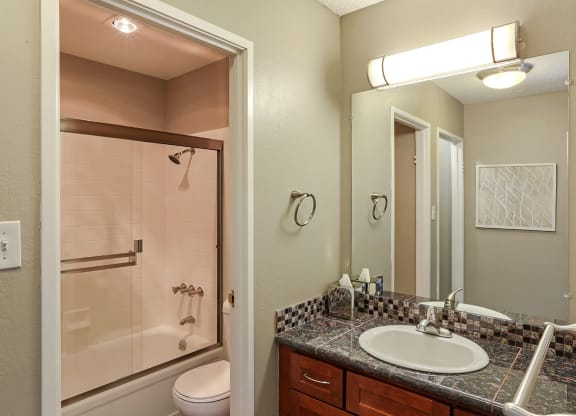 Bathroom interior at OceanAire Apartment Homes, California, 94044