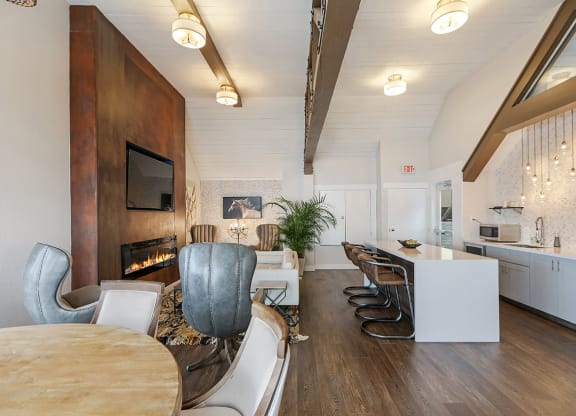Fireplace inside oceanaire at OceanAire Apartment Homes, California, 94044