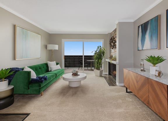 Living room interior with furniture  at OceanAire Apartment Homes, Pacifica, California