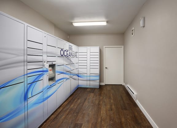 Parcel lockers at oceanaire  at OceanAire Apartment Homes, California