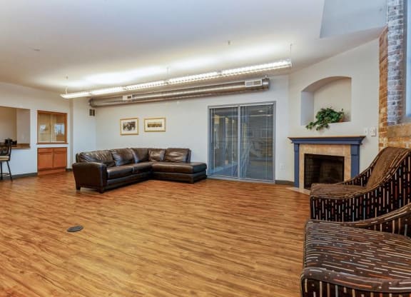 Fireplace Living Area at Blue Ribbon Lofts, Wisconsin