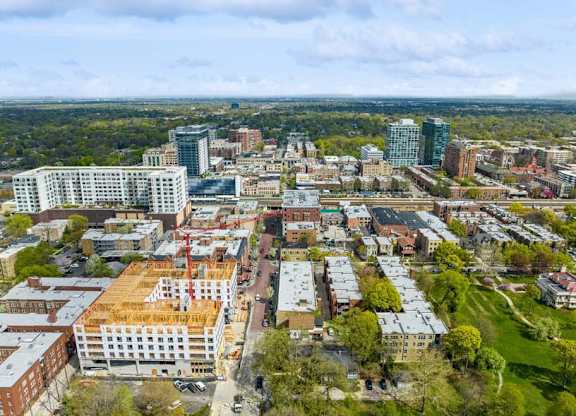 a view of the city from a drone at The Bryant at Oak Park I & II, Oak Park, 60302