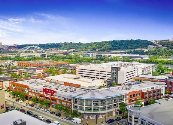 a view of the city from the top of a building at Flats at Southside, Pennsylvania, 15203