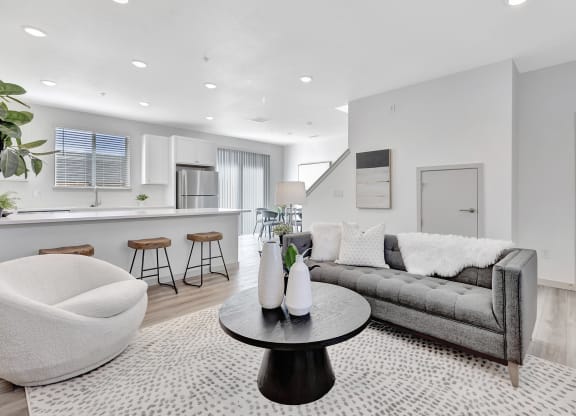 Living room with a couch and a table