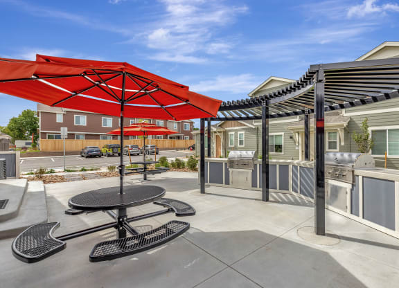 Community grill station with seating
