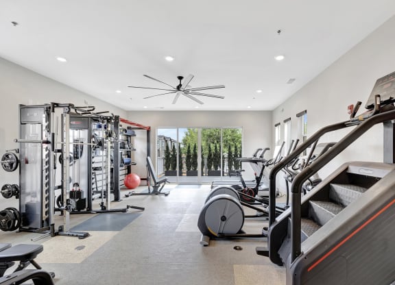 Gym with weights and cardio equipment