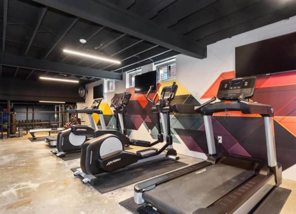 Gym with treadmills and other exercise equipment at Renew Madison, Madison, Wisconsin