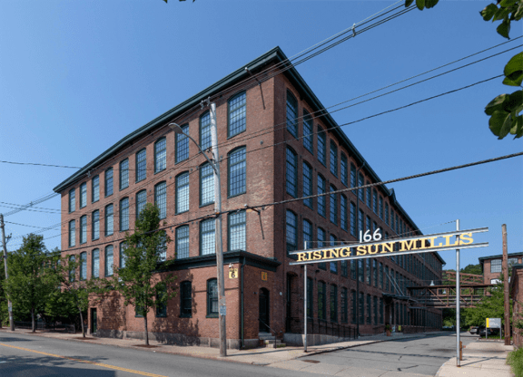 Building exterior area at Rising Sun Mills, Providence, Rhode Island