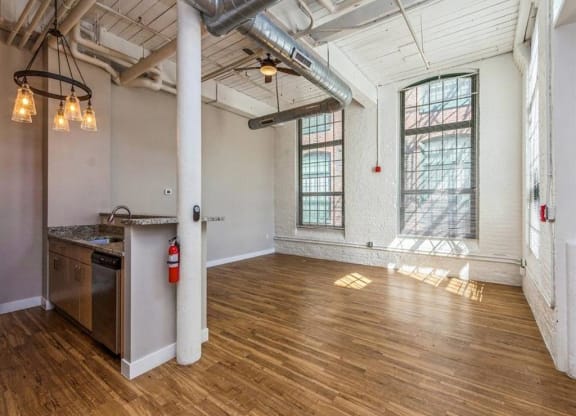 Room with wooden flooring at Rising Sun Mills, Providence, 02909