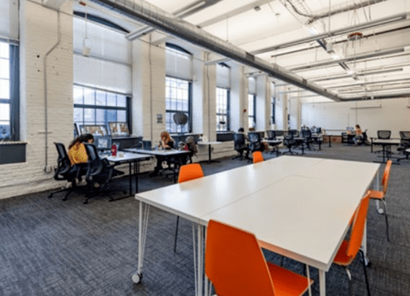 Dining and work area at Rising Sun Mills, Providence