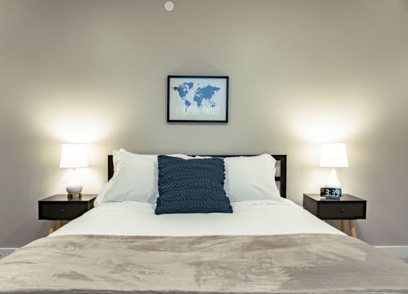 Bedroom decoration at The Rowe, Grand Rapids, Michigan