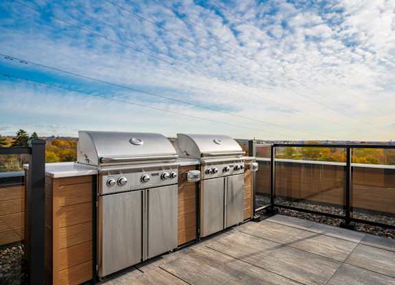 set of outdoor grills at The Shale, Minneapolis Minnesota