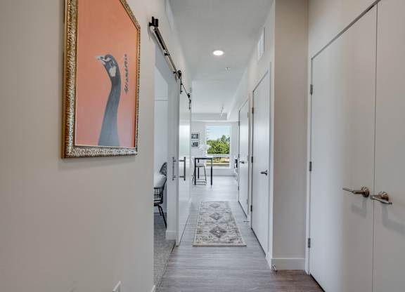 hallway with a painting at The Shale, Minneapolis, MN 55406