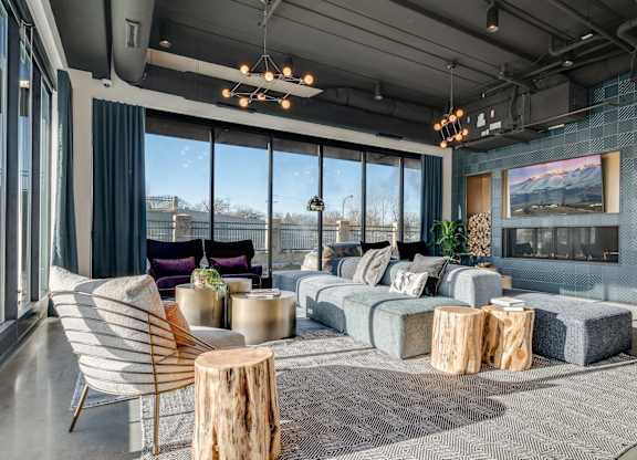 room with window and a view of the city at The Shale, Minneapolis, MN
