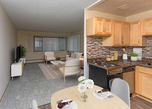 Kitchen and Dining Table at The Venue on Knox Apartments, Minneapolis, 55408