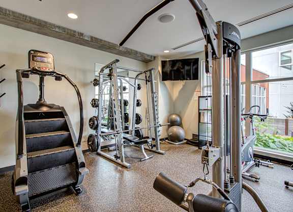 Fully Equipped Fitness Center at Track 29 Apartments, Minneapolis, MN