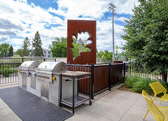 Outdoor grilling station at Track 29 Apartments, Minnesota