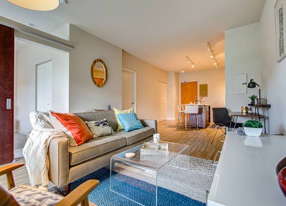 Stunning living room at Track 29 Apartments, Minneapolis, MN