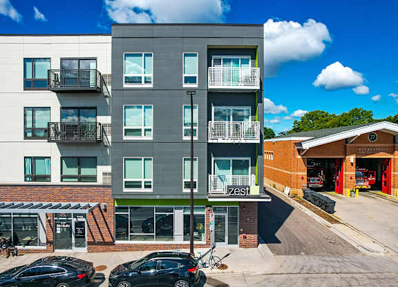 Modern apartment building at Zest, Minneapolis, MN