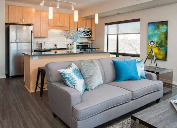 Living Room and Kitchen at Zest, Minneapolis, MN