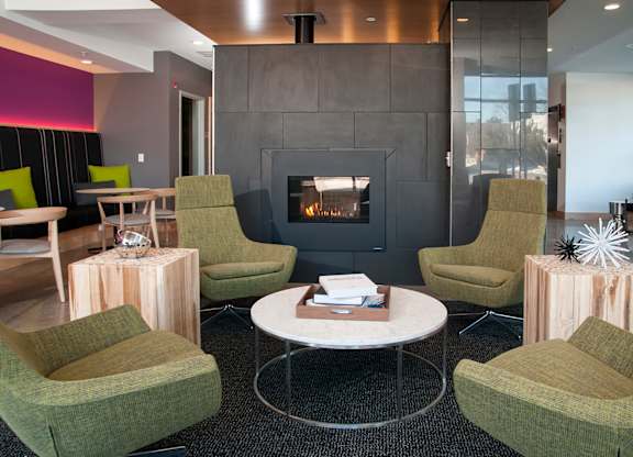 Fireplace in Living Room at Zest, Minneapolis, MN, 55419