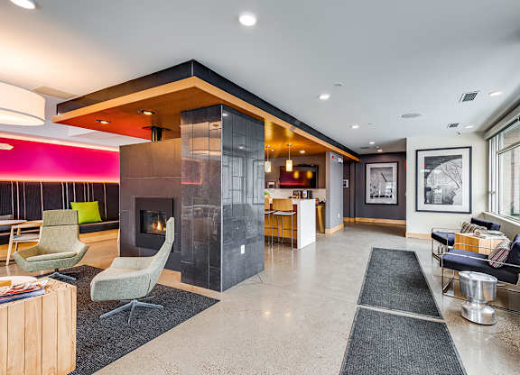 Clubhouse with fireplace at Zest, Minneapolis, 55419
