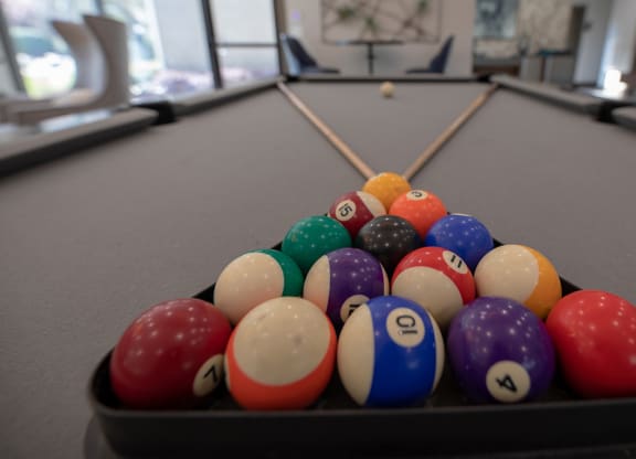 a pool table at Wynnwood Vinings Atlanta resident poolside clubhouse and game room