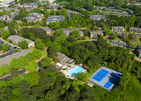 arial view of the property Wynnwood Vinings in Atlanta close to Truist Park