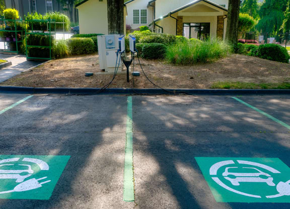 an electric vehicle charging station in front of a house