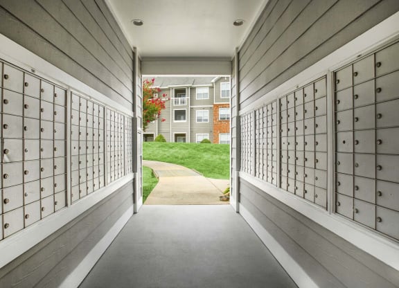 the Mail center at Seasons at Umstead apartments in Raleigh