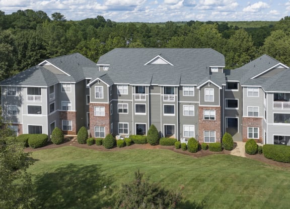 an aerial view of Seasons at Umstead apartments in Raleigh