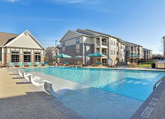 the preserve at ballantyne commons pool and apartment buildings