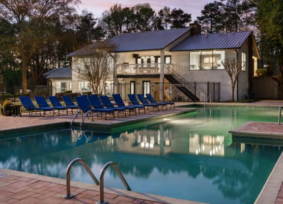 Dog-Friendly Apartments in Sandy Springs, GA - Veridian at Sandy Springs - Swimming Pool with Lounge Chairs