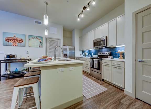 Kitchen with white counter at Agave, San Antonio, Texas