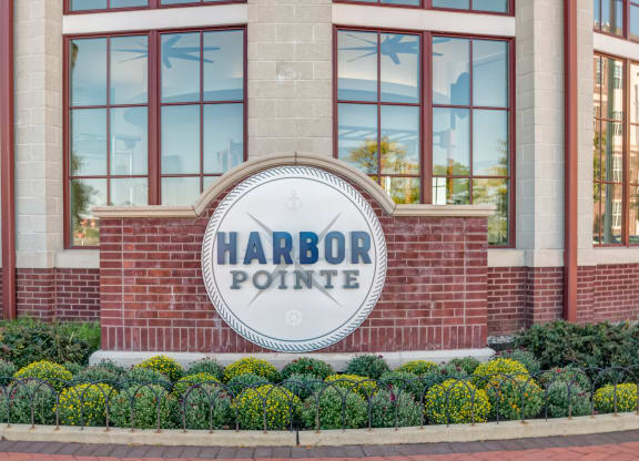 Harbor Pointe monument sign by leasing office  at Harbor Pointe, Bayonne, New Jersey