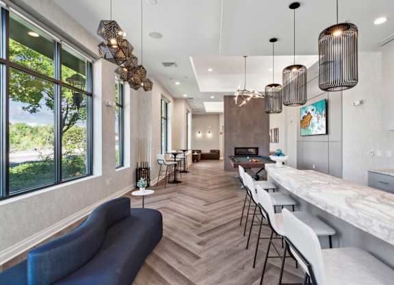 Community Game Room with pool table at West 130, West Hempstead