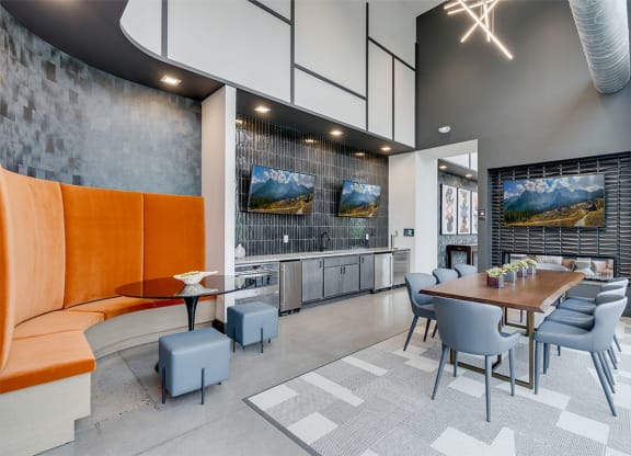 Entertainment space with table and chairs
