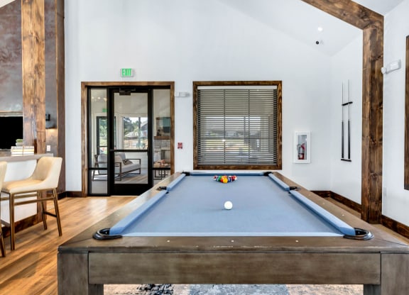 Pool table at Farmhaus Apartments, Madison