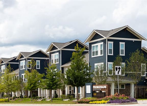a row of houses on the side of a street at Promenade at Newnan Crossing, Newnan