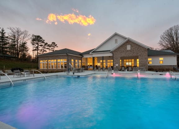 the swimming pool at the residence at dusk at Retreat at Arden Farms, North Carolina