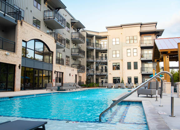 Pool View at One Riverside Apartments, Chattanooga, Tennessee