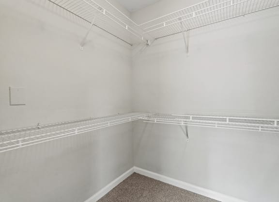 the preserve at ballantyne commons apartment closet and wire shelving at SomerHill Farms Apartments, Gainesville Virginia