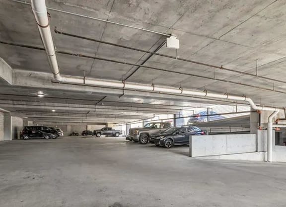a parking garage with cars parked in it at 17 Broad, Chattanooga