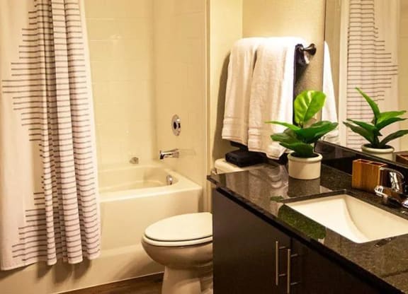 a bathroom with a sink and a toilet and a bath tub at 17 Broad, Tennessee, 37408