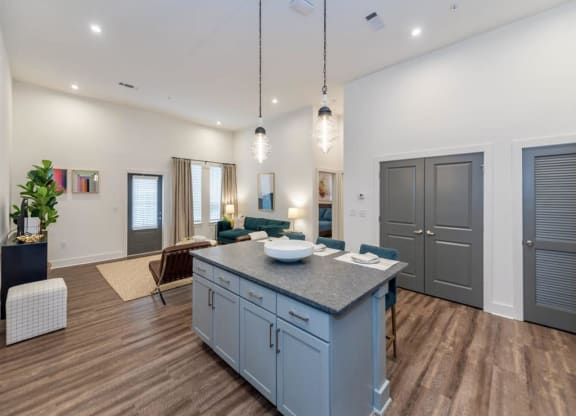 a kitchen island at Livingston Flats Apartments, Chesterfield, Virginia