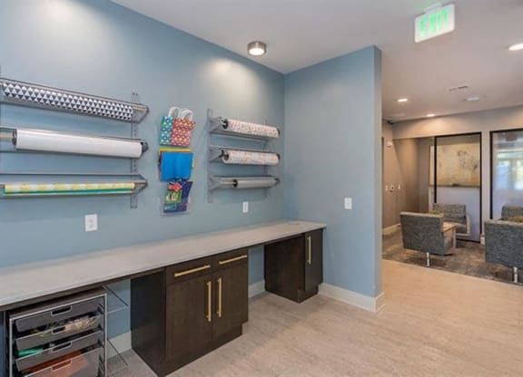 Gift wrapping station at 2000 West Creek Apartments, Virginia, 23238
