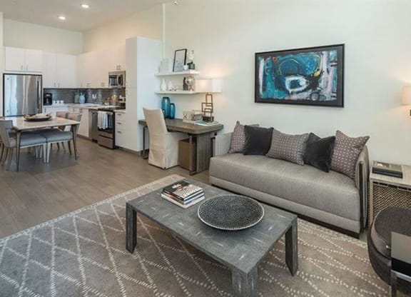 Kitchen and living room open concept at 2000 West Creek Apartments, Virginia, 23238