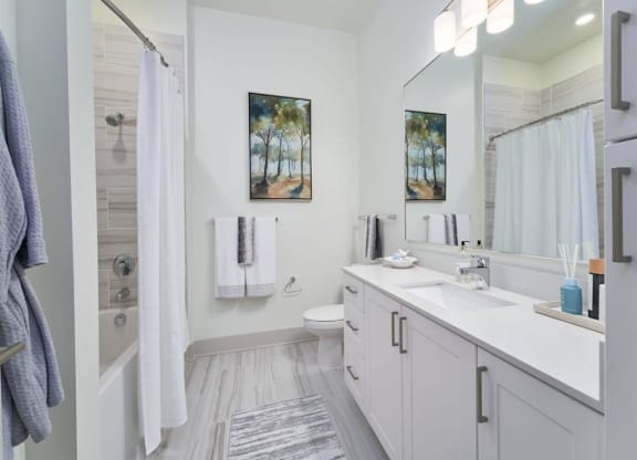 a bathroom with a sink toilet and shower at Tapestry West, Virginia